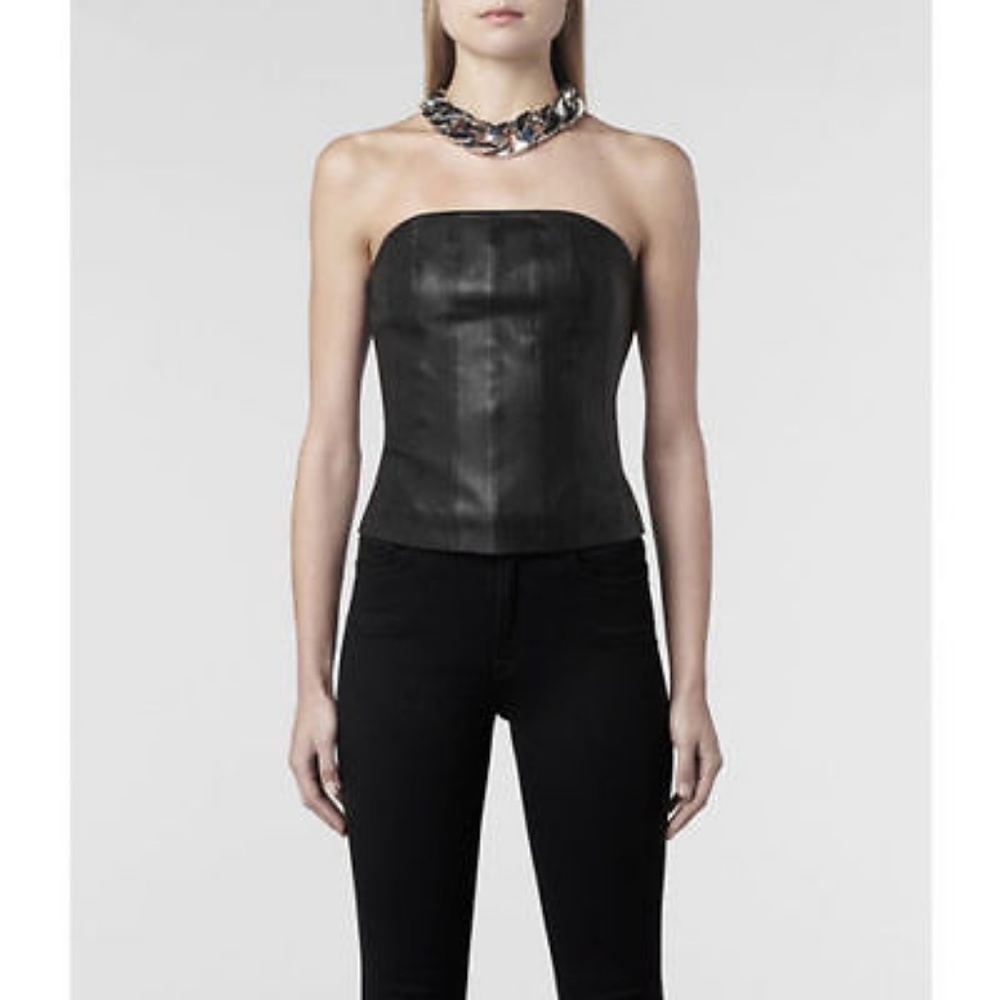 All Saints Leather zip corset